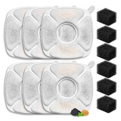 12Pcs Cat Fountain Filter For Veken Water Fountain Filters with 95oz/2.8L 67oz/2L 135oz/4L Cat Water Fountain Dispenser Triple Filtration Cat Water Fountain Filter for Pets