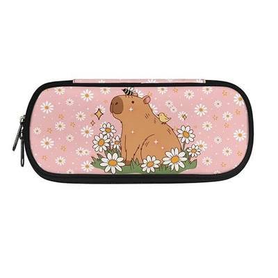 Cute Capybara Pencil Case Portable Stationery Bag Multifunctional Office Stationery Organizer with Compartments Suitable for Elementary Middle School High School