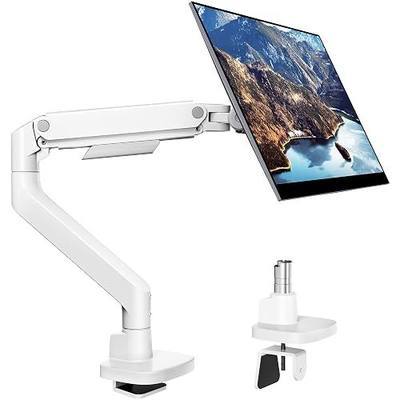 Pegzone Heavy Duty Single Monitor Arm, Gas Spring Monitor Mount for 17-49 Inch Ultrawide Screens, Computer Monitor Stand for Desk with C-Clamp/Grommet Base up to 44 lbs, VESA 75/100mm, White