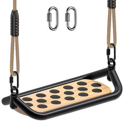 Dolibest 20Inch Wooden Swing Seat, Outdoor Tree Swings for Adults and Teens, Comfortable and Non-Slip Swing Seat, Heavy Duty Steel Tubing Structure & Adjustable Rope, 500 LB