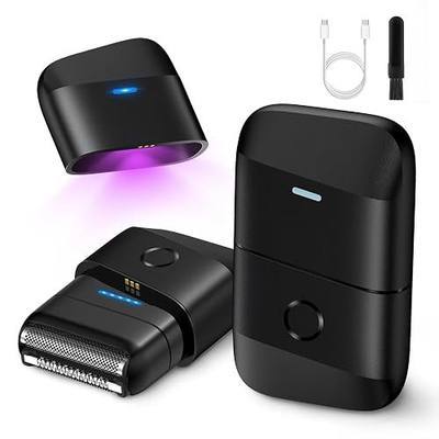 Electric Razor for Men, Protable Foil Shaver with Double Floating Blade & UV Lamp, IPX7 Electric Shavers for Men, Cordless Razor with Auto Travel Lock, USB-C Rechargeable Trimmer with Wet & Dry