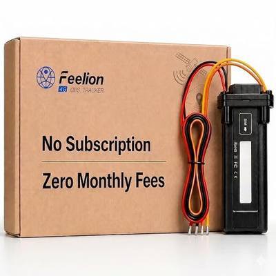 Hardwired GPS Tracker for Vehicles by FEELION, No Subscription, Real-Time Vehicle Tracking, Geo-Fence & Vibration Alerts, Device Removal & Ignition Alerts, IP67 Waterproof, Fleet Management