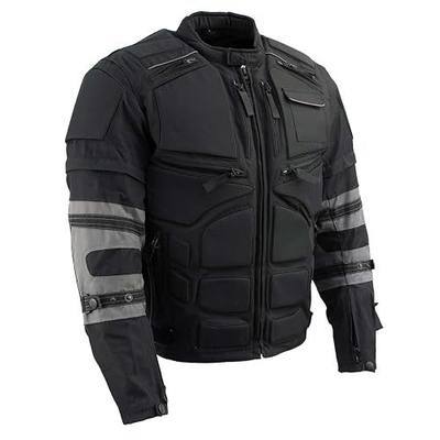 Milwaukee Leather MPM1730 Men's Black Textile Jacket with Reflective Skulls