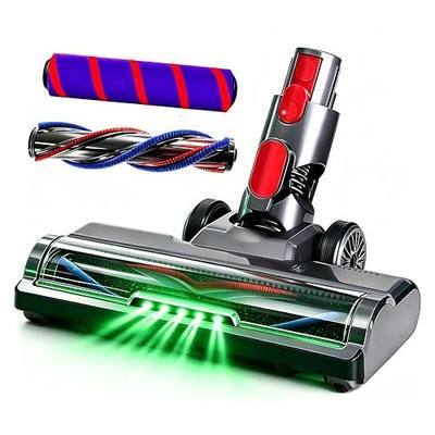 Anti-Tangle Vacuum Head Attachments for Dyson V7/V8/V10/V11/V15 | 2 Brushes, LED Light Motorhead for Hardwood & Carpets, Quick Release Replacement, Compatible with Dyson Cordless Vacuums