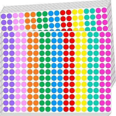 YSHIHE Colored Dot Stickers, 3510 PCS, 1/2" Round 9 Colors Coding Labels | Dot Sticker Assorted Color Colorful Coding Label Circle Sticker for Toddler Office Student Classroom