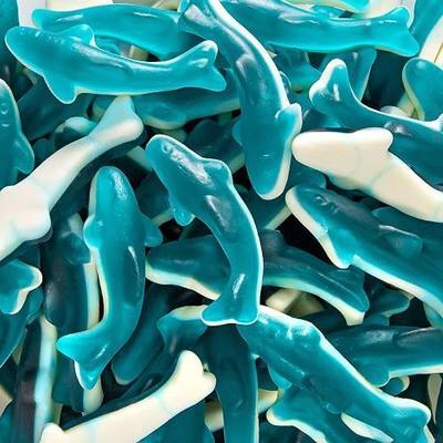 Blue Sharks Gummy Candy, Blue Raspberry Candy, Gummy Sharks, 2 Lb Bag | Gummy Fish Candy for Goodie Bags and Themed Events