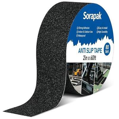 Anti Slip Tape 2 in x 60 ft, 80 Grit Non Skid Grip for Stairs | Waterproof Outdoor Adhesive, Easy Cut & Apply, Strong Hold on Wood, Concrete & Metal