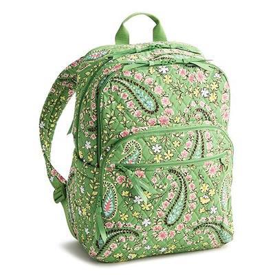 Vera Bradley Women's Premium Cotton Large Bancroft Backpack – 15" Laptop & Trolley Sleeves – Hollyhock Paisley, 28L