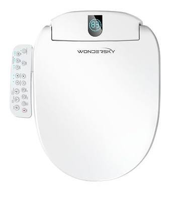 Round Bidet Toilet Seat, Smart Heated Toilet Seat with Warm Water and Dryer, Soft Close Bidet Seat with Adjustable Temperature, Stainless Steel Nozzle