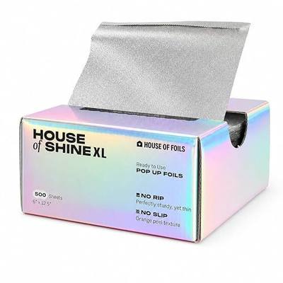 House of Foils Silver Pop Up Hair Foils | 500 Sheets (1 box) 5x11 | No Slip No Rip Pre Cut Foils for Highlighting, Balayage, Bleach & Hair Coloring (House of Shine)