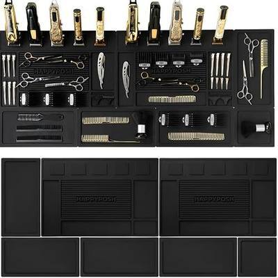 Magnetic Barber Mats for Clippers, 7-Piece Modular Barber Station Organizer, Extra Large Barber Workstation Mat with 10 Strong Magnets, Non-Slip Professional Barber Tool Organizer | Customize Your Setup, Organize Your Tools, Maximize Your Workspace