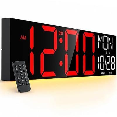 JALL 30" Oversized Digital Wall Clock, Extra Large Wall Clock with Remote Control, Giant Wall Clock with Big Number Display for Living Room, Garage, Office & Home Decor, Red White