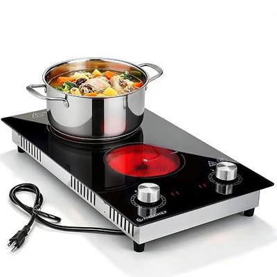 AMZCHEF 2 Burner Electric Cooktop, 11 Power Levels, Built-in & Countertop | 1800W hot plate electric, 12" Stove Top, 110V-120V, Knob Control, Residual Heat Indicator, Over-Temperature Protection