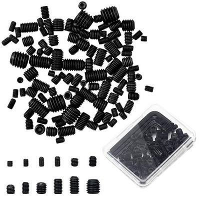 105Pcs Set Screws Assortment Kit, M3 M4 M5 M6 M8 for Daily Needs | 12 Sizes Metric Grub Screws, Set Screws for Repairing Bathroom Fixtures, Door Handles, Faucets, Furniture & DIY