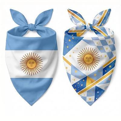 Reversible Dog Bandana, Dual-Layer Pet Scarf, Soft Washable Comfortable Fade-Resistant Triangle Bib for Medium Large Dogs, Soccer Fan Outfit 31.5x22.4in (Argentina)