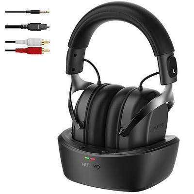 NUBWO Wireless TV Headphones for Seniors Hearing Impaired, 2.4GHz Bluetooth Headphones with Charging Base, 20ms Ultra Low Latency, 65H Playtime, Works with Optical RCA AUX