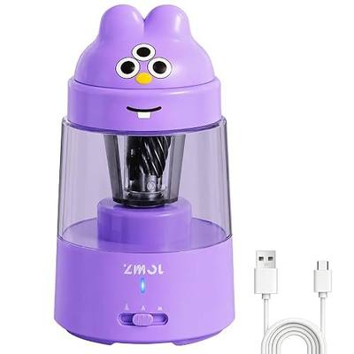 ZMOL Colored Pencil Sharpener for Kids Gift, Rechargeable Electric Pencil Sharpener, Auto Stop, Pencil Sharpeners for Battery Powered Cute Purple
