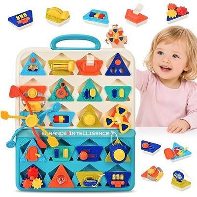 20-in-1 Montessori Busy Board, Sensory Travel Toy for Toddlers | Detachable Activity Board with Straps, Fine Motor Skills Educational Gift for Boys Girls 12M+ Birthday Christmas