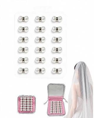 Pearl Veil Weights, 18 Pairs Magnetic Bridal Weights for Outdoor Weddings, Invisible Double-Sided Veil Weights