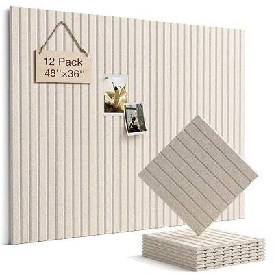 Felt Bulletin Board 48"×36" Cork Board with 60 Adhesive Tab Oatmeal | 12 Pack Cork Boards for Office, Pin Boards For Walls, Use in Bedroom Home Classroom Decor