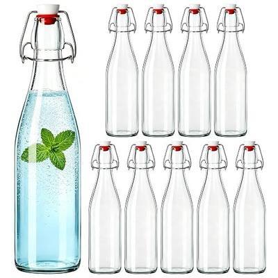 KEYWING 16oz Swing Top Glass Bottles with Lids for Kombucha, Set of 10 | Airtight Flip Top Bottles for Juice, Fermentation, Vanilla Extract, Soda, Vinegar & Oil