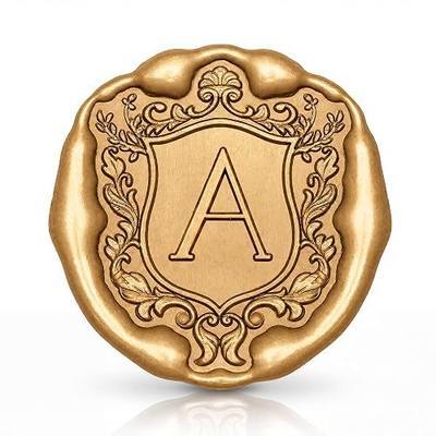 UNIQOOO Classic Serif Letter A Wax Seal Stamp, Vintage Baroque Crest Alphabet Sealing Stamp with Wood Handle for Wedding Invitation, Envelope Seals, Gift Wrap, Packaging, Holiday Cards & DIY Craft
