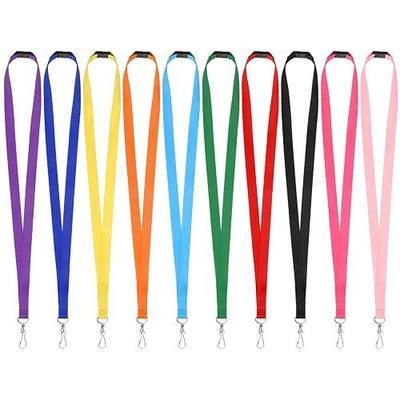Prudiut Breakaway Lanyards For Id Badges, 20 Pack, 10 Colors | Soft Woven Material, Safety Breakaway Buckle, Swivel J-Hook For Keys And Badges, Ideal For Teachers, Students, Staff