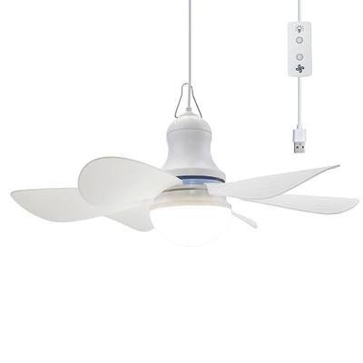 USB Ceiling Fan with Light Portable Plug in Ceiling Fan Quiet Mini Hanging Fan with Light for Camping RV Tent Canopy Room Porch Bed Indoor Small Area