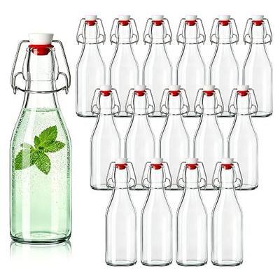 KEYWING 16 Pack 8.5oz Swing Top Glass Bottles with Lids for Vanilla Extract | Clear Flip Top Glass Bottles for Syrup, Kombucha, Limoncello, Oil, Vinegar and Home Brewing