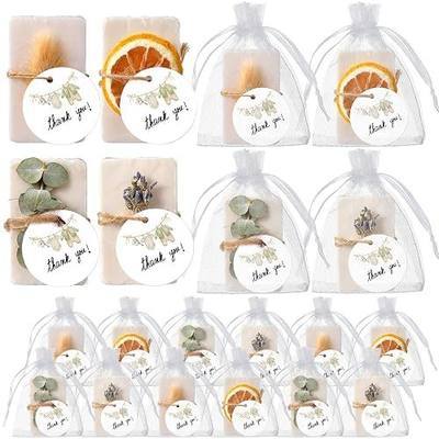 Leelosp 60 Pcs Mini Eucalyptus Soap Favors Soap Thank You Gifts with Cards Organza Bags Handmade Neutral Gifts for Baby Shower Bridal Shower Birthday Wedding Party Favors Guest Prize Souvenirs