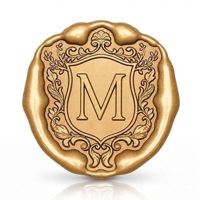 UNIQOOO Classic Serif Letter M Wax Seal Stamp, Vintage Baroque Crest Alphabet Sealing Stamp with Wood Handle for Wedding Invitation, Envelope Seals, Gift Wrap, Packaging, Holiday Cards & DIY Craft
