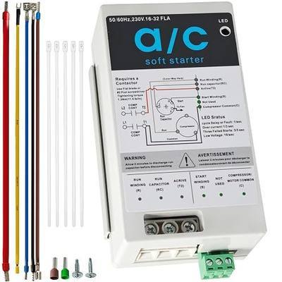 AC Soft Start Kit for Home, 4-7 Ton Air Conditioner Compressor Soft Starter, 70% Less Startup Current, Quiet Start, for Home/RV/Generator, Easy Install (16-32A)