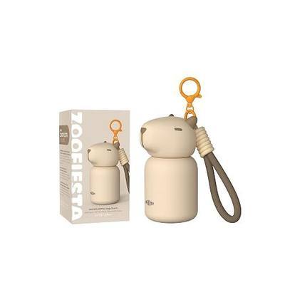 4.1oz Mini Insulated Water Bottle, Portable Coffee Cup, Small Travel Cup Vacuum Double Wall Mini Tumbler, Bag Hanging Cute Drink Bottle for Office Travel Women Gift(Capybara)