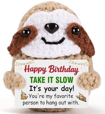 MBL Birthday Gifts for Girl Women - Happy Birthday Unique Funny Crochet Sloth Bday Decorations Gifts Ideas for Him Her Teen Kid Boy Daughter Son Sister Best Friend Men Coworker