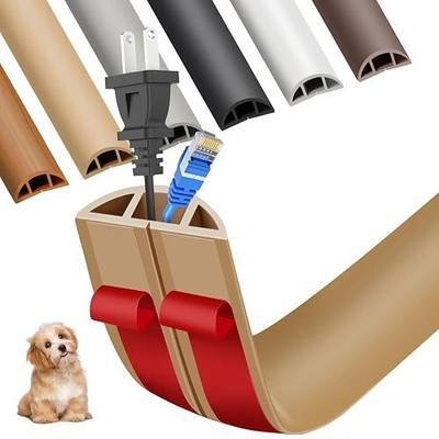 Floor Cord Cover Cord Hider Floor Cord Cover Floor Soft PVC Self Adhesive Extension Cord Covers for Floor Prevent Cable Trips for Offices Gyms Exhibitions (Light Brown, 1.18" x 6feet)
