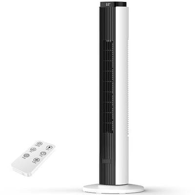 Electactic Tower Fan for Bedroom 23ft/s Fan with Remote Quiet Bladeless Standing Fan for Indoor, 4 Mode, 6 Speeds, 80° Oscillating, 12H Timer for Home Office, 37", Black White