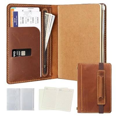 A5 Vintage Leather Journal Refillable – Handmade Leather Notebook with Lined Paper, Zipper Pocket & Pen Loop – Travel Business Diary for Men Women – Gift for Writing Journaling (Brown)
