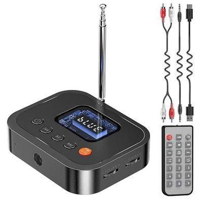 Bluetooth 6.0 Audio Receiver, 3-in-1 Wireless Adapter with FM Radio, U-Disk Playback, HD LED Display, Remote Control, Dual Output, Long Battery, Wireless Upgrade for Home Amplifier & Wired Speakers