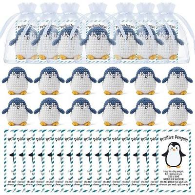 Blueweenly 20 Sets Inspirational Crochet Penguin Gifts Bulk Back to School Student Gifts Positive Handmade Penguin Crochet Desk Decor with Encouraging Cards for Teacher Office Staff Coworker Employee