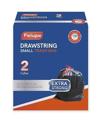 2 Gallon Trash Bag,100 Counts Strong Small Trash Bag Garbage Bags,Thick Drawstring Trash Can Liners for Bathroom Kitchen Bedroom Office Dorm (2, Gallons)