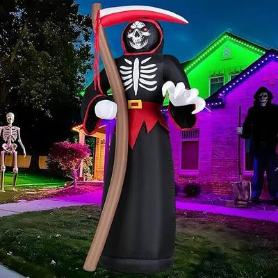 8FT Halloween Inflatable Grim Reaper LED Outdoor Yard Lawn Blow Up Decor | Weather Resistant 8FT Halloween Inflatable Grim Reaper, Easy Setup for Halloween Party Indoor Outdoor Yard Lawn Decor