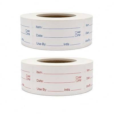 1 x 2 Inch Removable Food Labels, Date Label Stickers for Kitchen, 2 Rolls 1000 Pieces Freezer Labels for Food Containers, Waterproof, Oil-Proof, Tear Resistant, No Residue