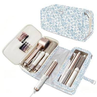 Hair Tools Travel Bag Heat Resistant Mat Compatible with Shark Flexstyle | Cute Cotton Quilted Floral Hair Tools Travel Bag for Straightener, Curling Iron and Hair Dryer, Portable Organizer