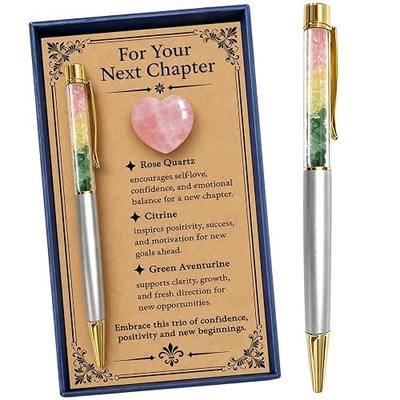 Next Chapter Gift for Women, Crystal Pen & Rose Quartz Heart Gifts Set, Inspirational Gift for New Job, New Opportunities, Back to School, Friend, Sister, Daughter, Coworker