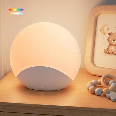 Brizled Night Light, Baby Nursery Portable Touch Rechargeable Room Light | Chargeable Battery Power; Silicon; Tap Control, LED Stepless Dimmable; Rainbow Changing & Warm Mode; Auto Timer for Bedside