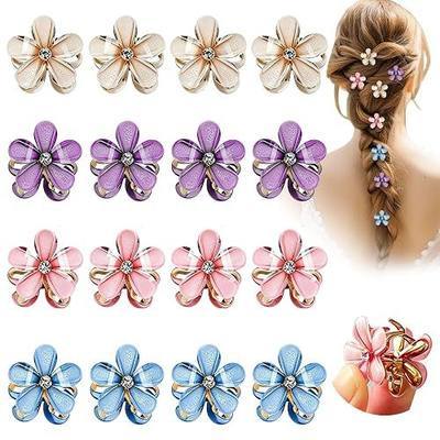 16Pcs Small Hair Clips for Girls Women, Cute Hair Barrettes Nonslip Bangs Hair Accessories(Crystal Flower)