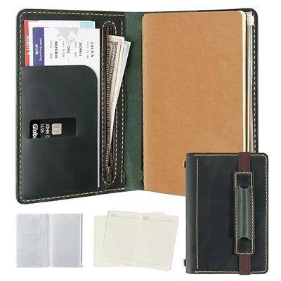 A5 Vintage Leather Journal Refillable – Handmade Leather Notebook with Lined Paper, Zipper Pocket & Pen Loop – Travel Business Diary for Men Women – Gift for Writing Journaling (Green)