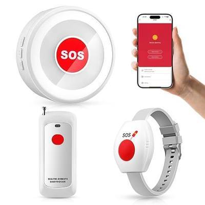Caregiver Pager, Life Alert Systems for Seniors No Monthly Fee, 1 Waterproof Call Button + 1 SOS Watch Button + 1 Receiver (Only 2.4GHzWi-Fi) (Pager-S)