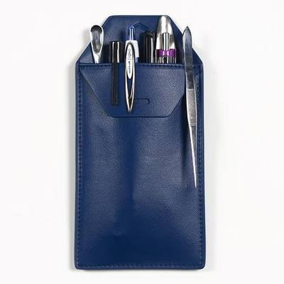 Lab Coat Pocket Protector: Faux Leather Pen-Tweezer Holder Organizer Pouch