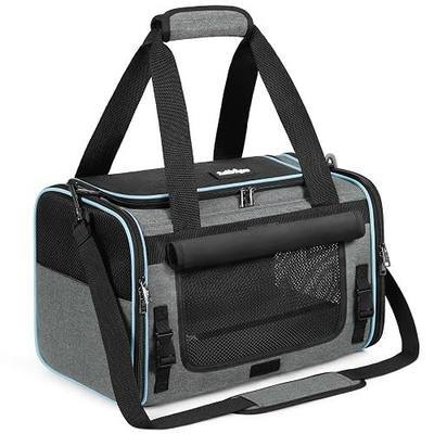 rabbitgoo Cat Carrier Soft with Rollable Flap, Travel Safe for Car Airline | Comfortable for Anxious Kittens, Collapsible Portable Carrying Bag, Small Medium Cats, Escape Proof, Grey, 17"Lx11"Wx11"H